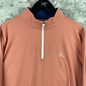 Rhoback Mens Large 1/4 Quarter Zip Golf Performance Pullover Shirt Pink Salmon